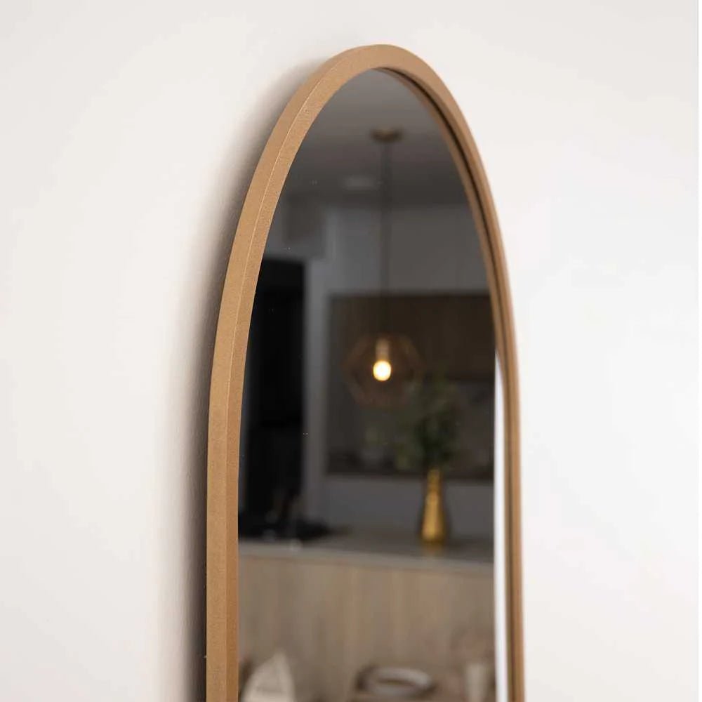 Espejo de Pared Dorado 50x100cm Arco Superior con Marco En Madera - Espejos Decorativos | Bylmo