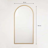 Espejo de Pared Dorado 50x100cm Arco Superior con Marco En Madera - Espejos Decorativos | Bylmo