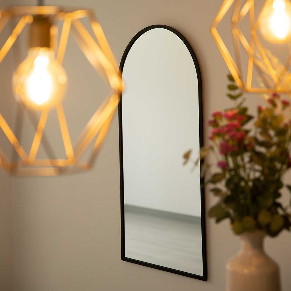 Espejo de Pared Negro 50x100cm Arco Superior con Marco En Madera - Espejos Decorativos | Bylmo
