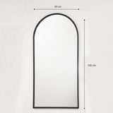 Espejo de Pared Negro 50x100cm Arco Superior con Marco En Madera - Espejos Decorativos | Bylmo