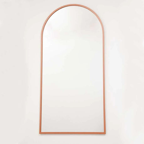 Espejo de Pared Oro Rosa 50x100cm Arco Superior con Marco En Madera - Espejos Decorativos | Bylmo