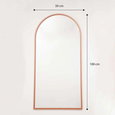 Espejo de Pared Oro Rosa 50x100cm Arco Superior con Marco En Madera - Espejos Decorativos | Bylmo