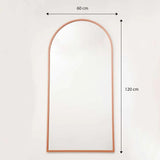Espejo de Pared Oro Rosa 60x120cm Arco Superior con Marco En Madera - Espejos Decorativos | Bylmo