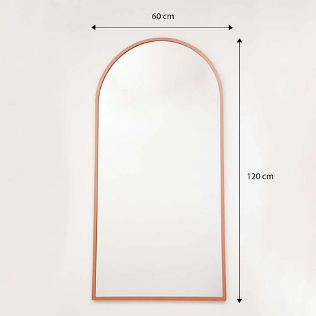 Espejo de Pared Oro Rosa 60x120cm Arco Superior con Marco En Madera - Espejos Decorativos | Bylmo