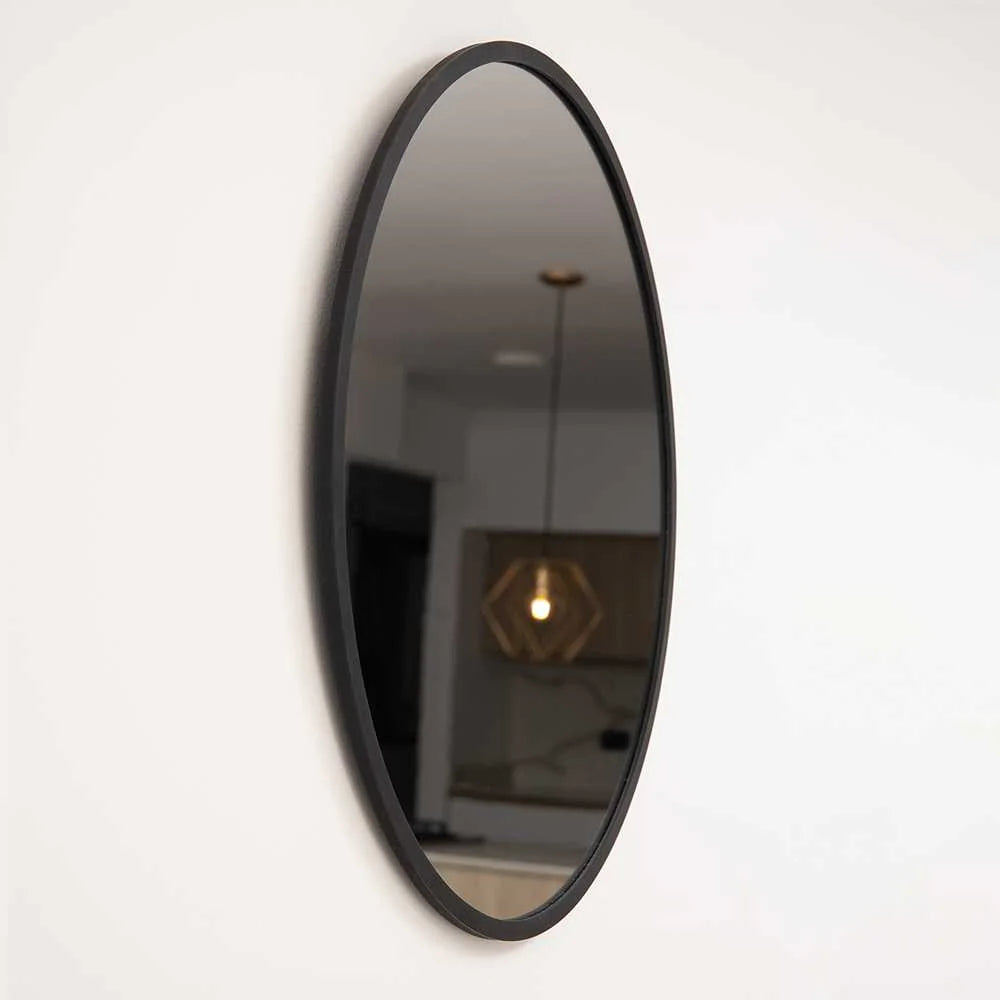 Espejo redondo de metal negro de 60 cm