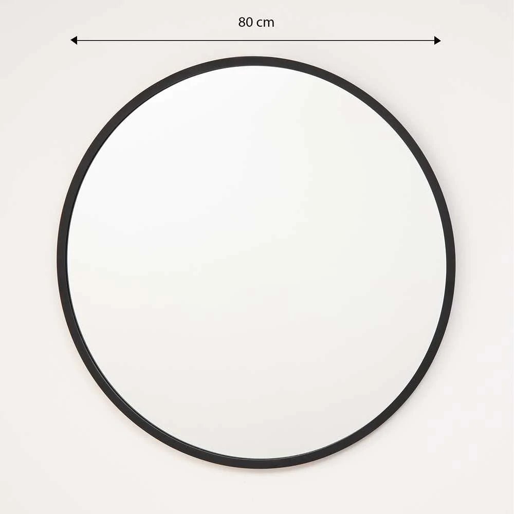 Espejo de Pared Negro 80x80cm Redondo con Marco En Madera - Espejos Decorativos | Bylmo