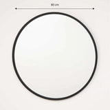 Espejo de Pared Negro 80x80cm Redondo con Marco En Madera - Espejos Decorativos | Bylmo