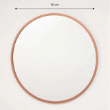 Espejo de Pared Oro Rosa 80x80cm Redondo con Marco En Madera - Espejos Decorativos | Bylmo