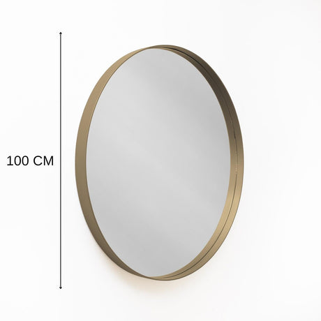Espejo de Pared Osaka Dorado 100x100cm Redondo con Marco Metalico - Espejos Decorativos | Bylmo