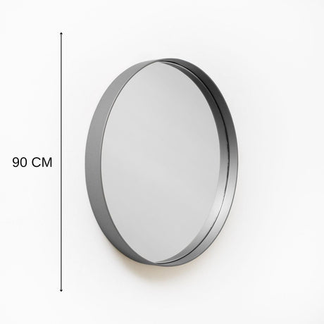 Espejo de Pared Osaka Plata 90x90cm Redondo con Marco Metalico - Espejos Decorativos | Bylmo