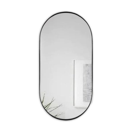 Espejo de Pared Ovalado Negro 100x50cm Ovalado con Marco Metalico - Espejos Decorativos | Bylmo