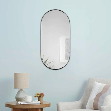 Espejo de Pared Ovalado Negro 100x50cm Ovalado con Marco Metalico - Espejos Decorativos | Bylmo