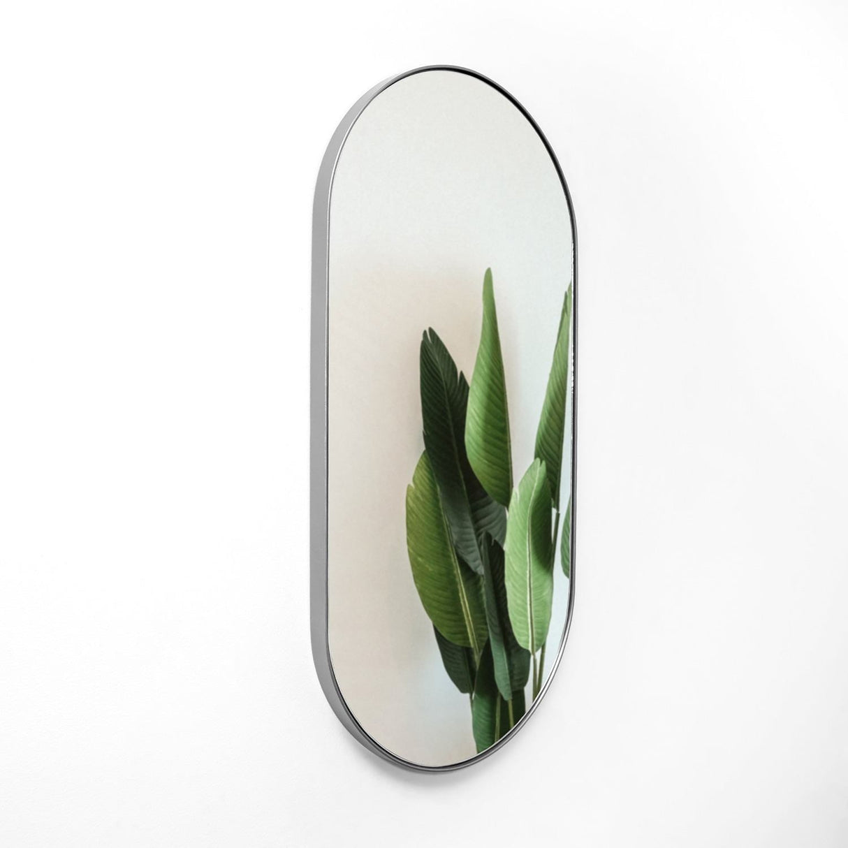 Espejo de Pared Plata 50x100cm Ovalado con Marco Metalico - Espejos Decorativos | Bylmo