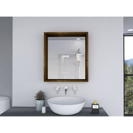 Espejo de Baño Parma Cafe 53.6x63.6cm Cuadrado y con Marco En Madera - Espejos de Baño | Bylmo