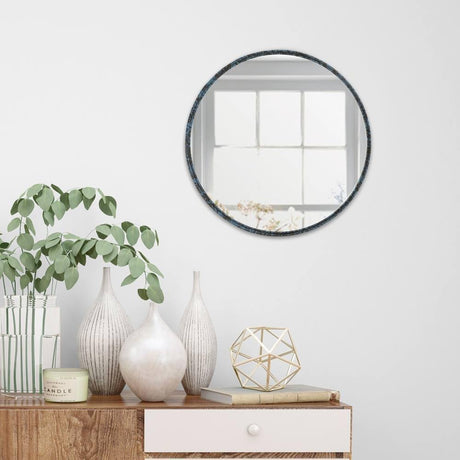 Espejo de Pared Osaka Negro 40x40cm Redondo con Marco Metalico - Espejos Decorativos | Bylmo
