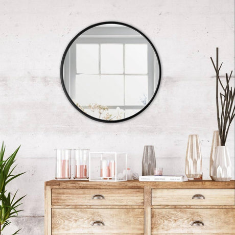 Espejo de Pared Negro 60x60cm Redondo con Marco Metalico - Espejos Decorativos | Bylmo