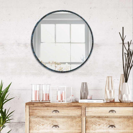 Espejo de Pared Negro 60x60cm Redondo con Marco Metalico - Espejos Decorativos | Bylmo