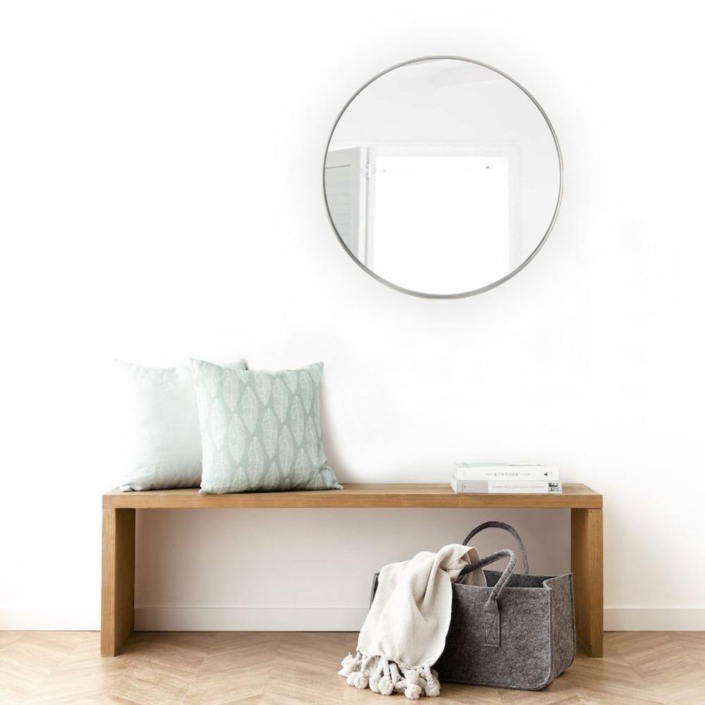 Espejo de Pared Plata 60x60cm Redondo con Marco Metalico - Espejos Decorativos | Bylmo