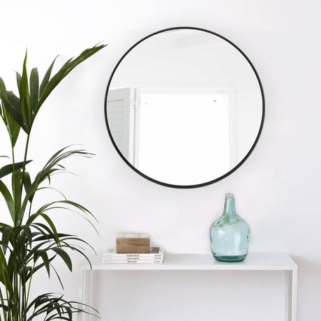 Espejo de Pared Negro 80x80cm Redondo con Marco Metálico - Espejos Decorativos | Bylmo