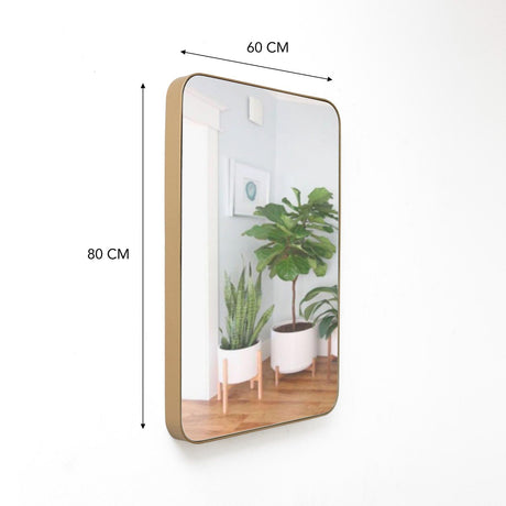 Espejo de Pared Salamanca Dorado 60x80cm Rectangular con Marco Metalico - Espejos Decorativos | Bylmo