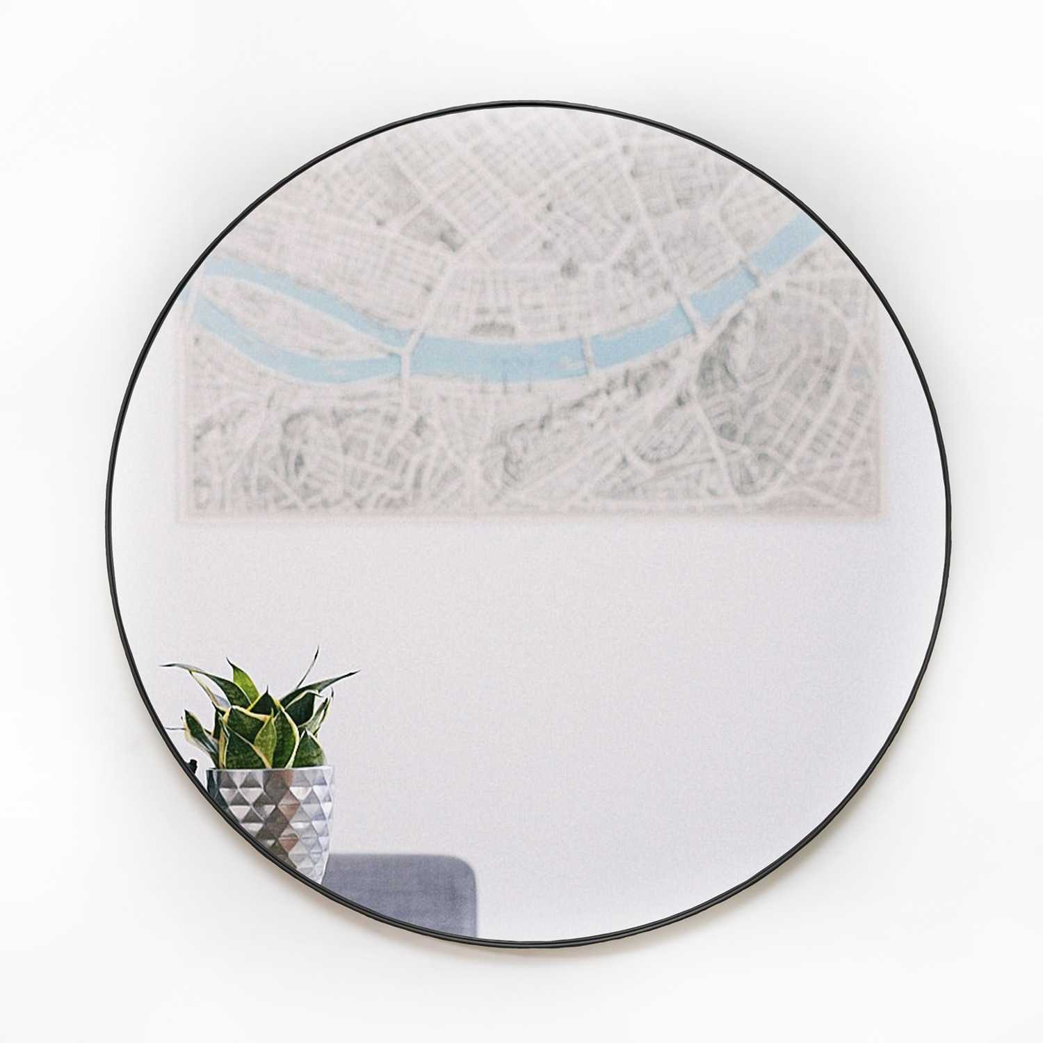 Espejo de Pared Negro 110x110cm Redondo con Marco Metalico - Espejos Decorativos | Bylmo