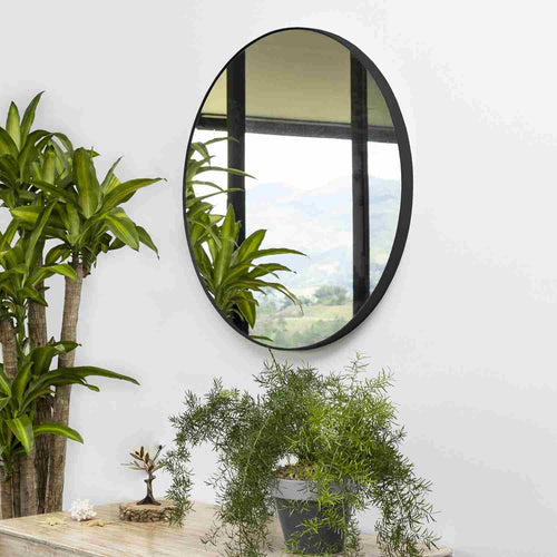 Espejo Scintilla Circular 120 cm Negro Decorativo