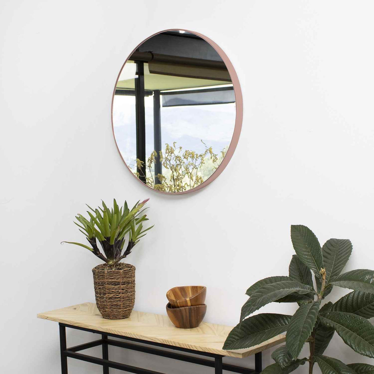 Espejo de Pared Cobre 50x50cm Redondo con Marco Metalico - Espejos Decorativos | Bylmo
