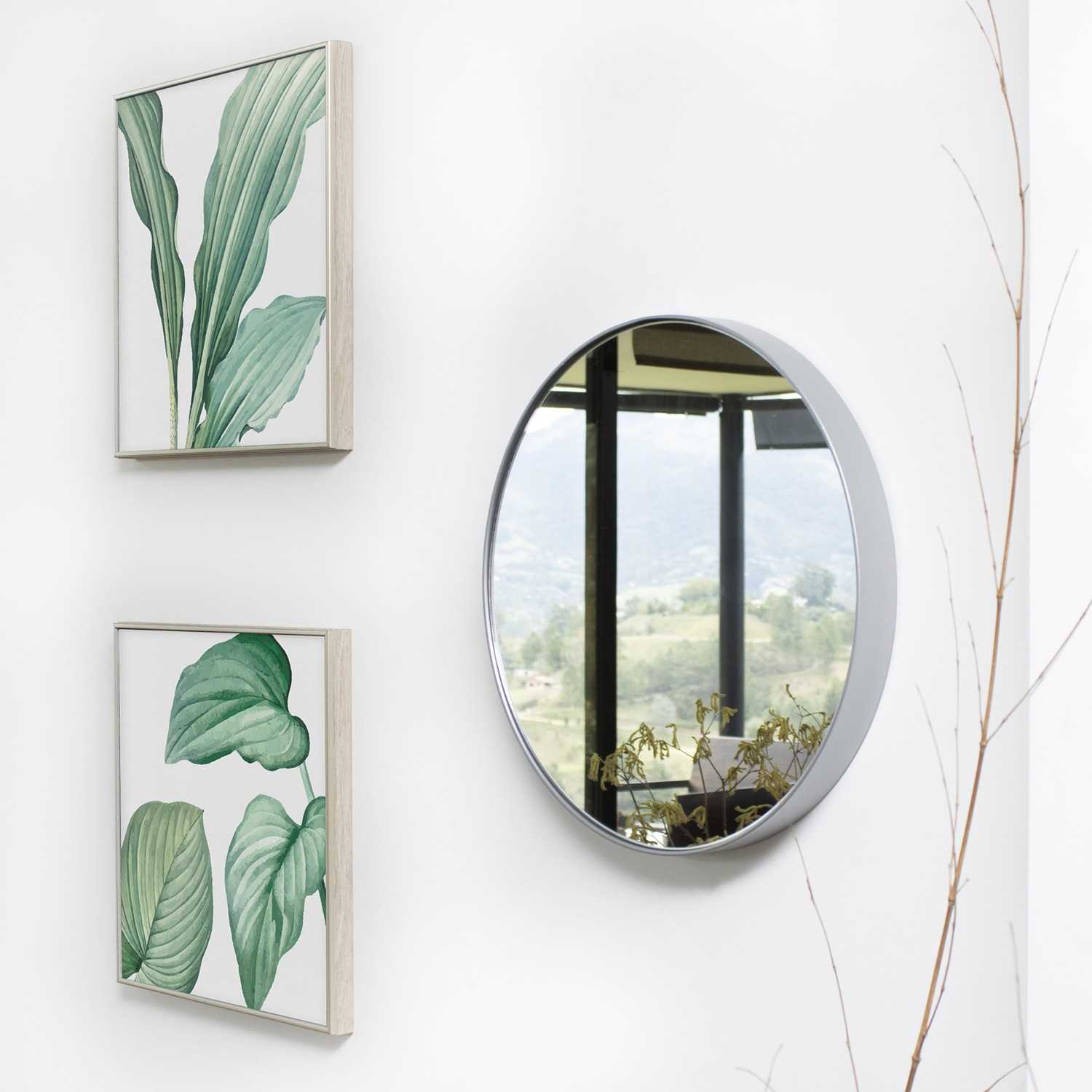 Espejo de Pared Plata 50x50cm Redondo con Marco Metalico - Espejos Decorativos | Bylmo