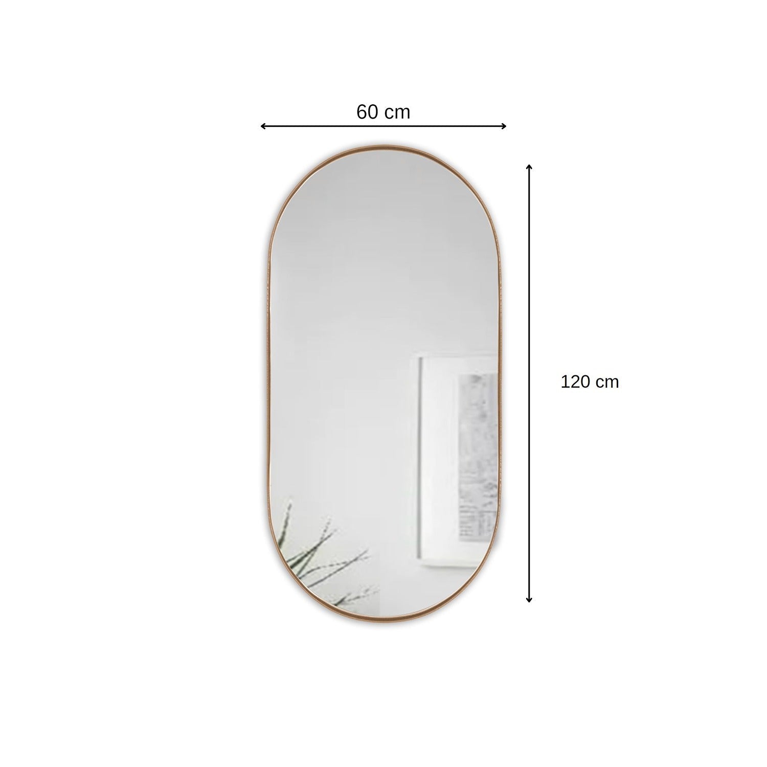 Espejo de Pared Dorado 60x120cm Ovalado con Marco Metalico - Espejos Decorativos | Bylmo