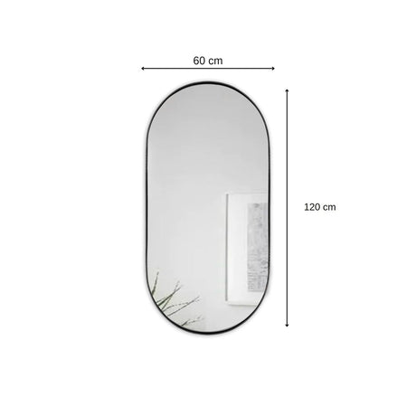 Espejo de Pared Negro 60x120cm Ovalado con Marco Metalico - Espejos Decorativos | Bylmo
