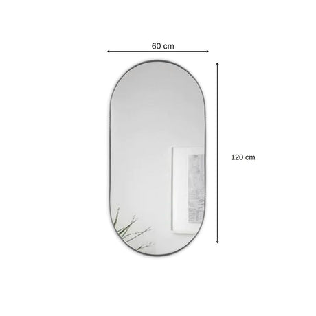 Espejo de Pared Plata 60x120cm Ovalado con Marco Metalico - Espejos Decorativos | Bylmo