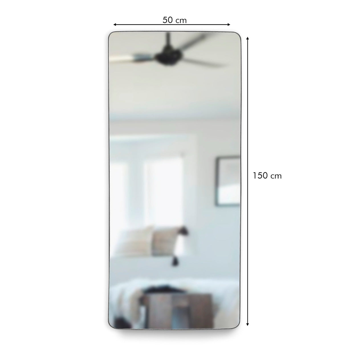 Espejo de Piso Tanger Plata 50x150cm Rectangular con Marco Metálico - Espejos Decorativos | Bylmo