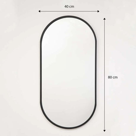 Espejo de Pared Negro 40x80cm Ovalado con Marco En Madera - Espejos Decorativos | Bylmo