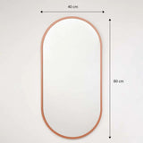 Espejo de Pared Oro Rosa 40x80cm Ovalado con Marco En Madera - Espejos Decorativos | Bylmo