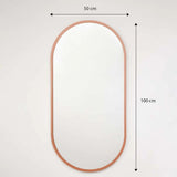 Espejo de Pared Oro Rosa 50x100cm Ovalado con Marco En Madera - Espejos Decorativos | Bylmo