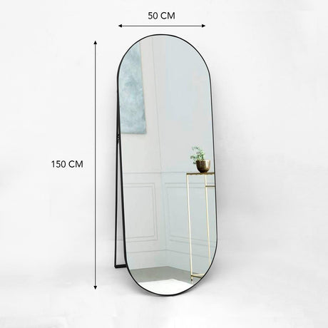 Espejo de Piso Mayorca Negro 50x150cm Ovalado con Marco Metálico - Espejos Decorativos | Bylmo