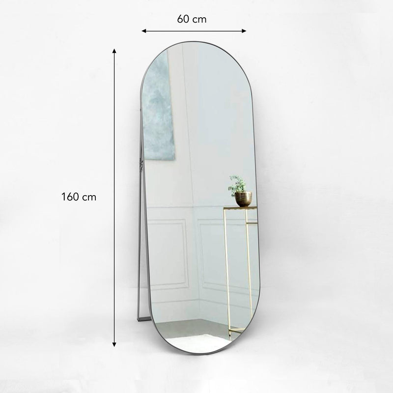 Espejo de Piso Mayorca Ovalado 60 cm Plata Decorativo