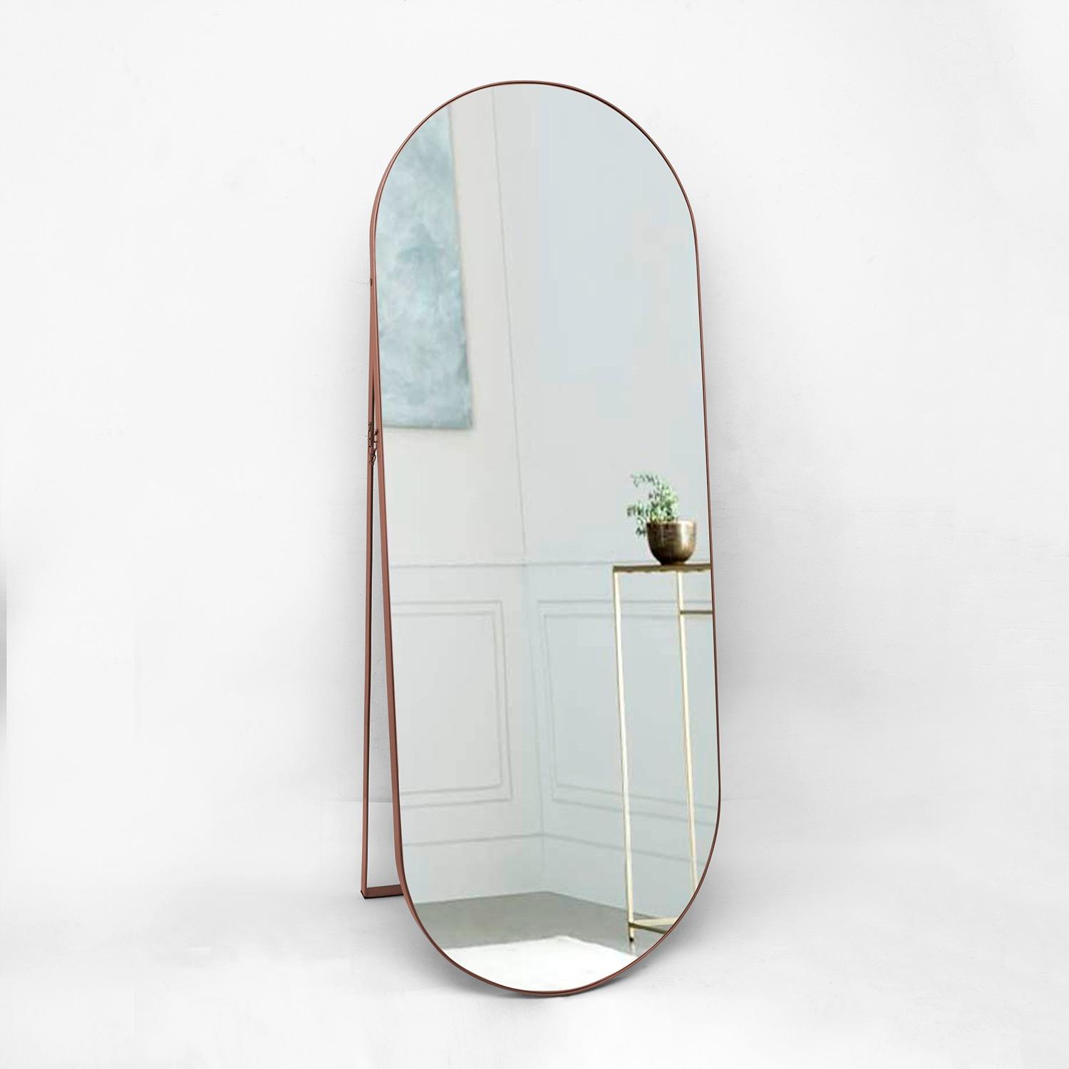 Espejo de Piso Mayorca Cobre 80x180cm Ovalado con Marco Metálico - Espejos Decorativos | Bylmo