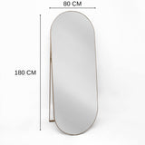 Espejo de Piso Mayorca Dorado 80x180cm Ovalado con Marco Metálico - Espejos Decorativos | Bylmo