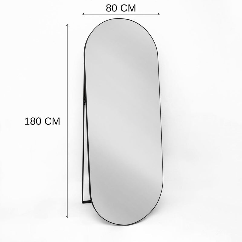 Espejo de Piso Mayorca Ovalado 80 cm Negro Decorativo