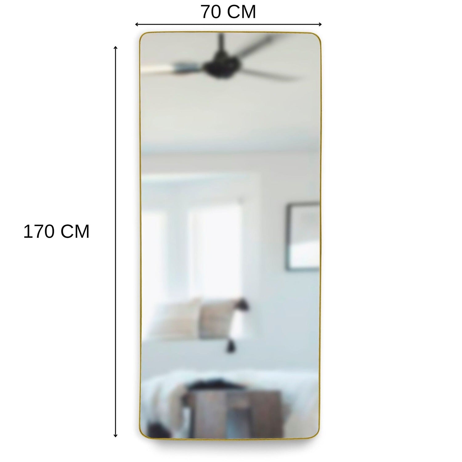 Espejo de Piso Tanger Dorado 70x170cm Rectangular con Marco Metálico - Espejos Decorativos | Bylmo