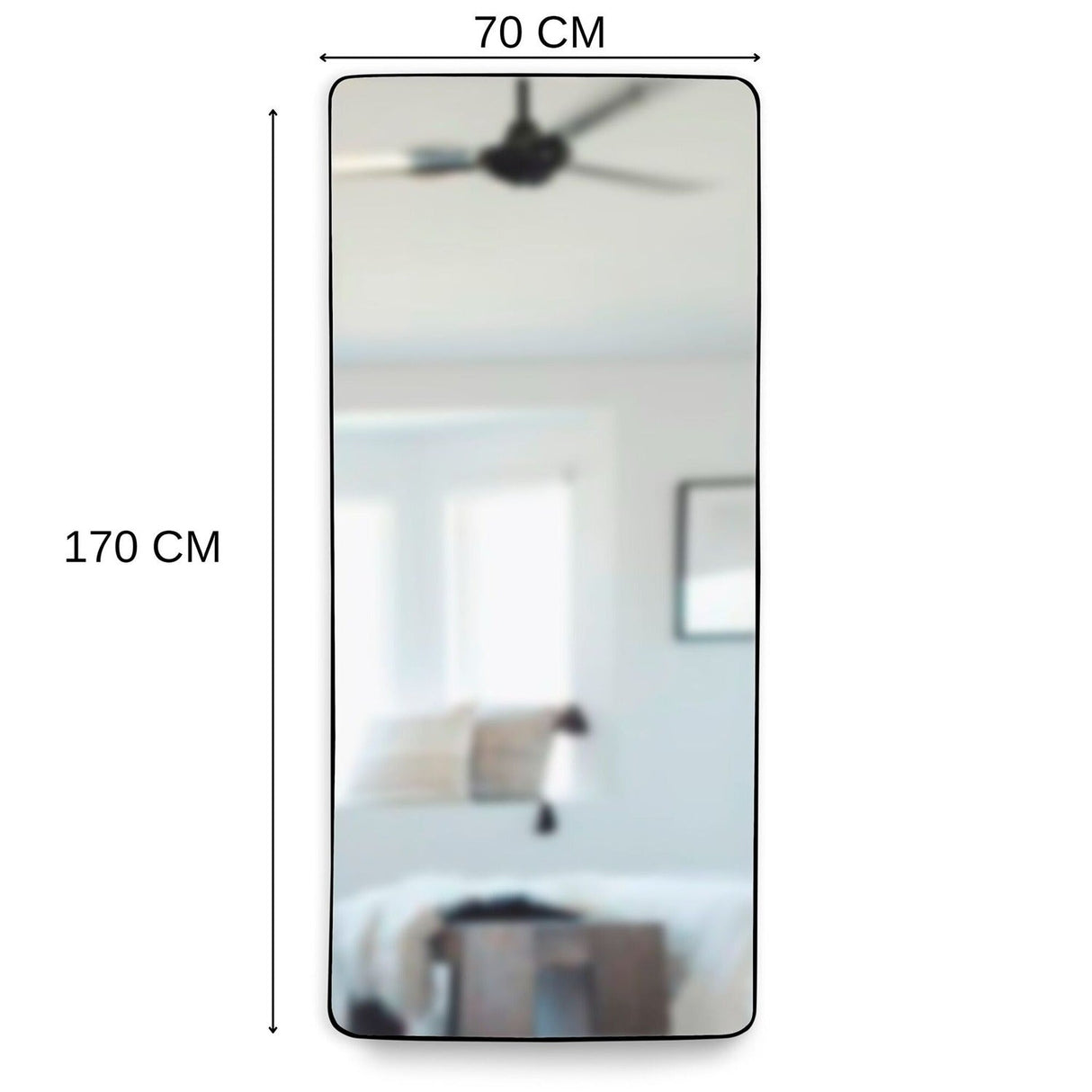 Espejo de Piso Tanger Negro 70x170cm Rectangular con Marco Metálico - Espejos Decorativos | Bylmo