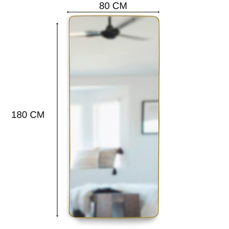 Espejo de Piso Tanger Dorado 80x180cm Rectangular con Marco Metálico - Espejos Decorativos | Bylmo