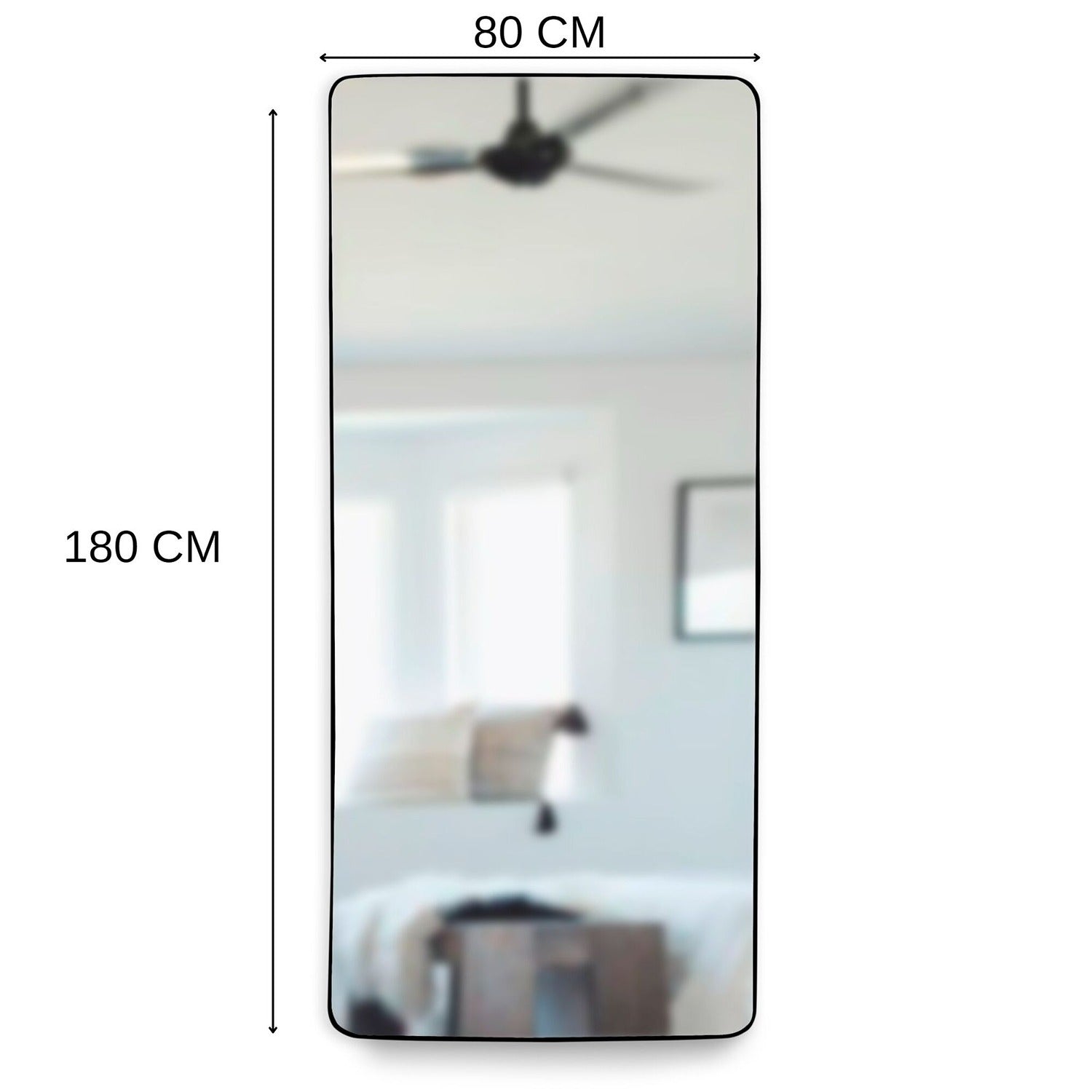 Espejo de Piso Tanger Negro 80x180cm Rectangular con Marco Metálico - Espejos Decorativos | Bylmo