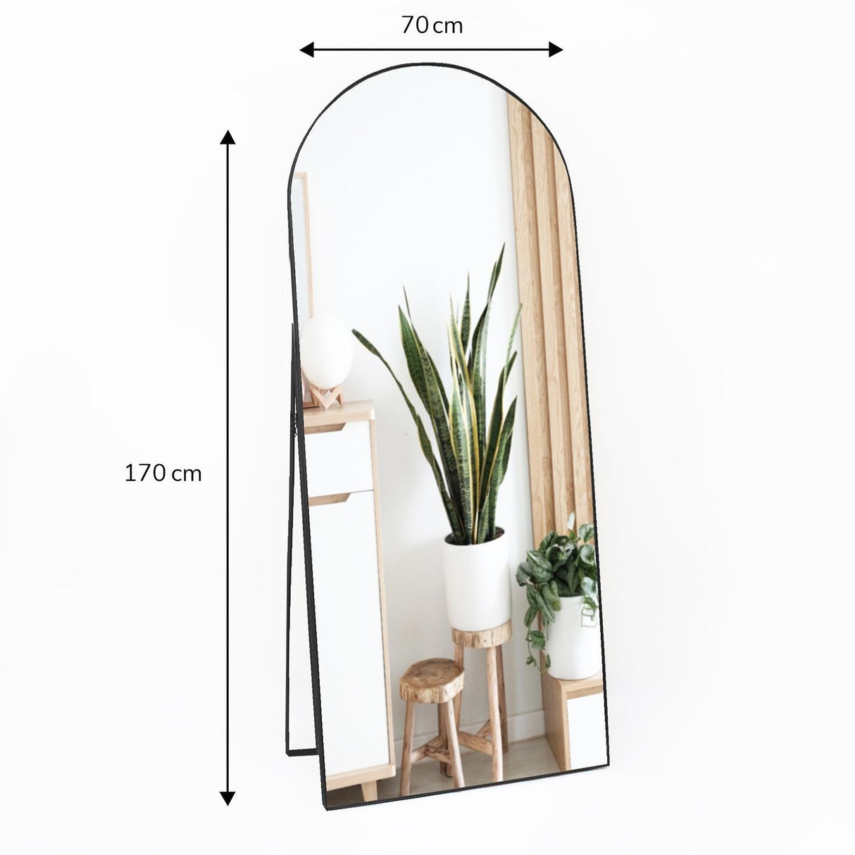 Espejo de Piso Zanzibar Negro 70x170cm Arco Superior con Marco Metálico - Espejos Decorativos | Bylmo