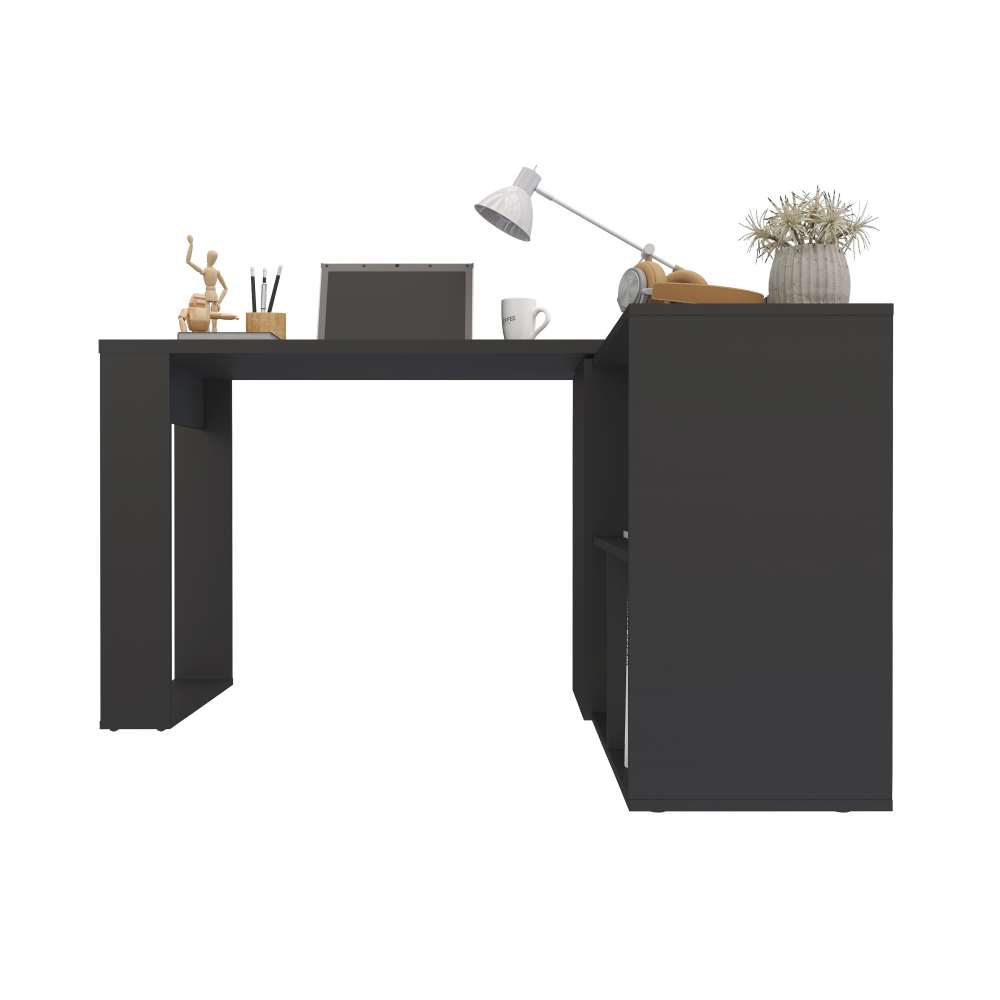 Escritorio en L Quadratta Wengue 126 cm Transformable con Entrepaños - Escritorios y Archivadores | Bylmo