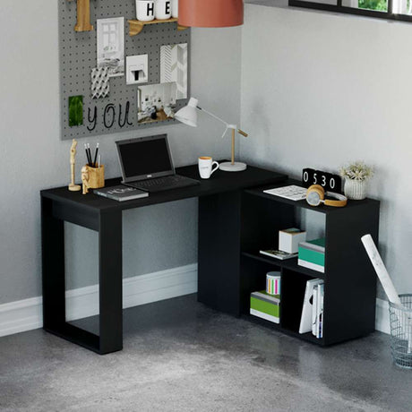 Escritorio en L Quadratta Wengue 126 cm Transformable con Entrepaños - Escritorios y Archivadores | Bylmo