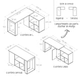 Escritorio en L Quadratta Wengue 126 cm Transformable con Entrepaños - Escritorios y Archivadores | Bylmo