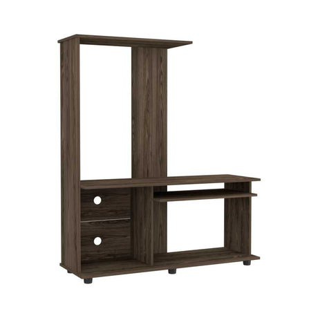 Centro de Entretenimiento Magallanes Coñac 120x140cm Para TV Hasta 50 Pulgadas sin Cajones con Ranuras para Cables y con Patas - Muebles para TV | Bylmo
