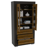 Vitrina Albatros Wengue 90x182cm con Cuatro Compartimientos y con Tres Cajones - Bifes | Bylmo